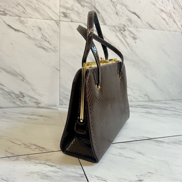 Vintage Naturalizer Patent Snakeskin Pinch Top Leather Mini Purse Bag - Picture 2 of 6